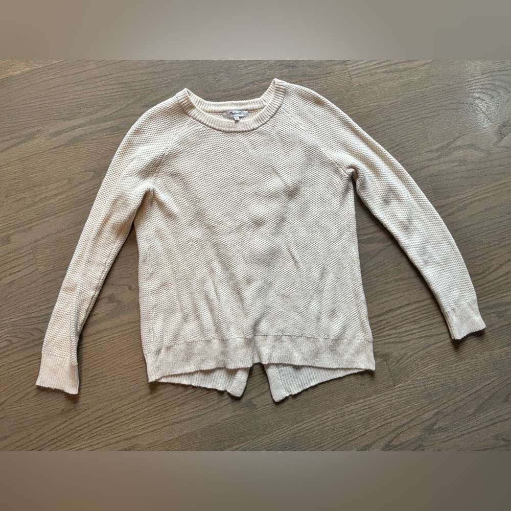 Madewell Cream Textured Crewneck Sweater